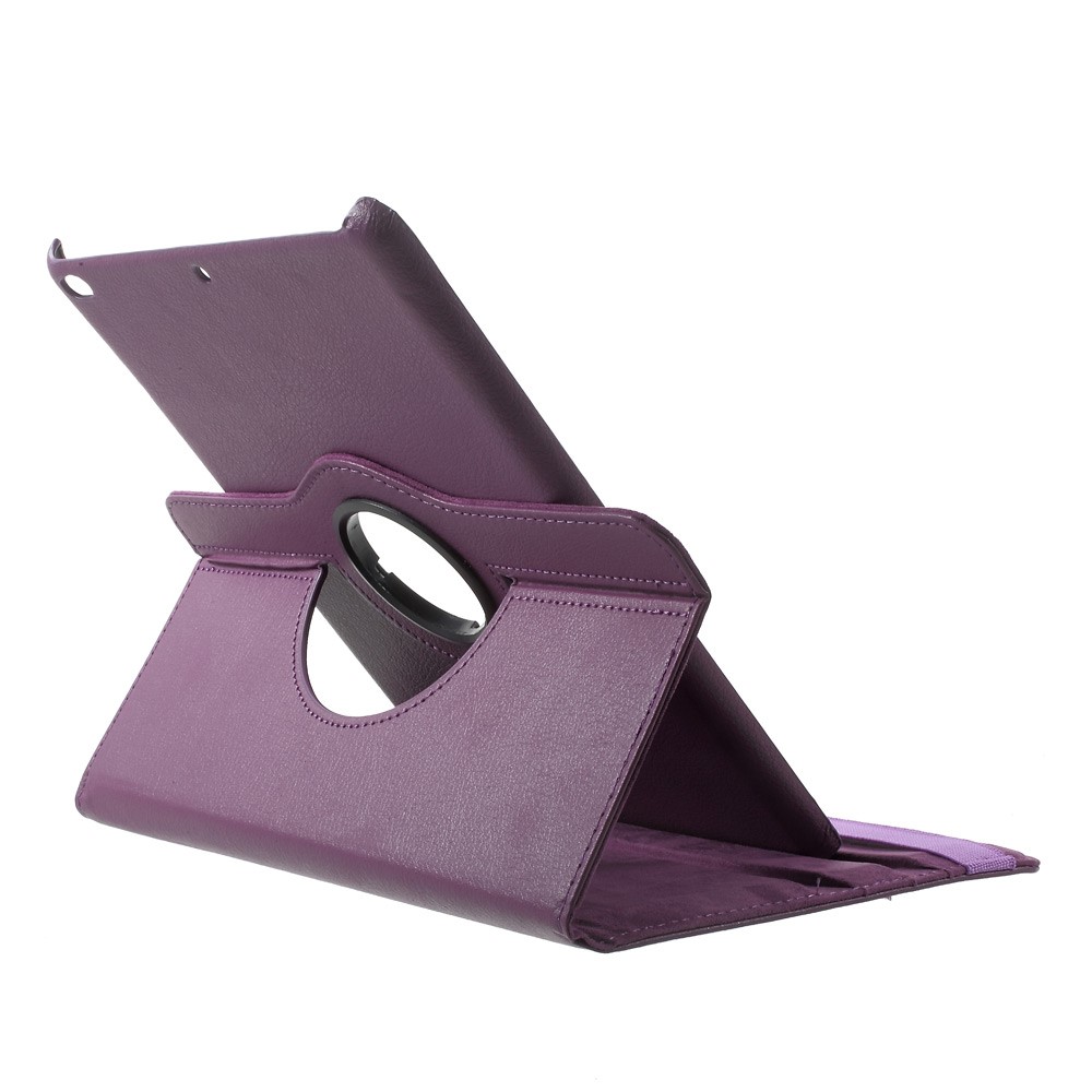 For iPad 9.7 (2018) / 9.7 (2017) / Air 2 / Air 360 Degree Rotary Litchi Grain Stand Leather Protective Shell - Purple-3
