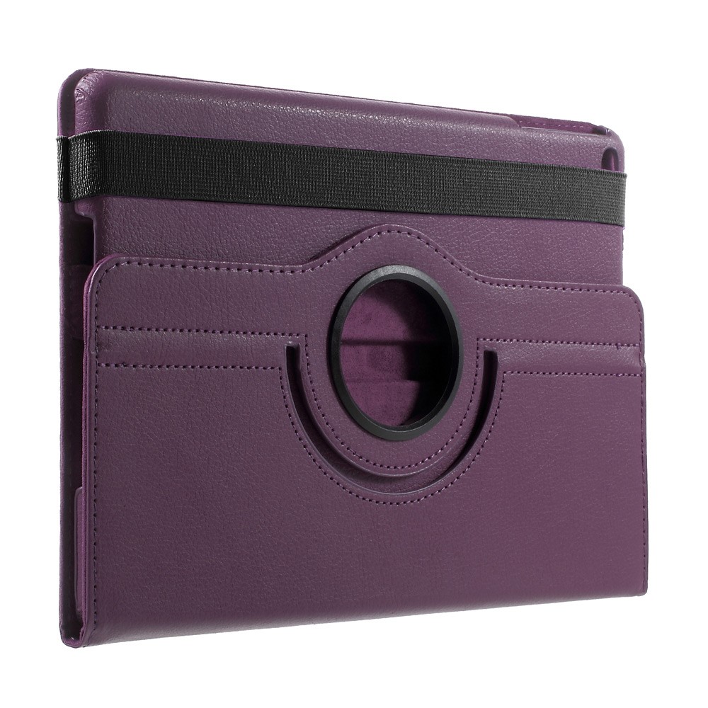 For iPad 9.7 (2018) / 9.7 (2017) / Air 2 / Air 360 Degree Rotary Litchi Grain Stand Leather Protective Shell - Purple-5