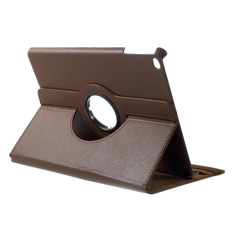 360 Degree Rotation Stand Litchi Grain Leather Folio Case for iPad 9.7 (2017) - Brown-2