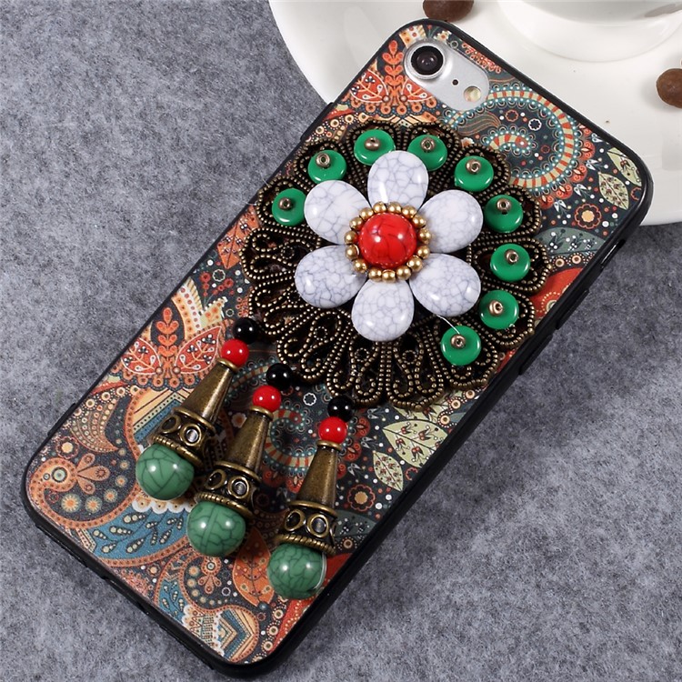 Ethnic Style Beads Pendant Patterned Hard Phone Case for iPhone 7 4.7 inch - Green-3