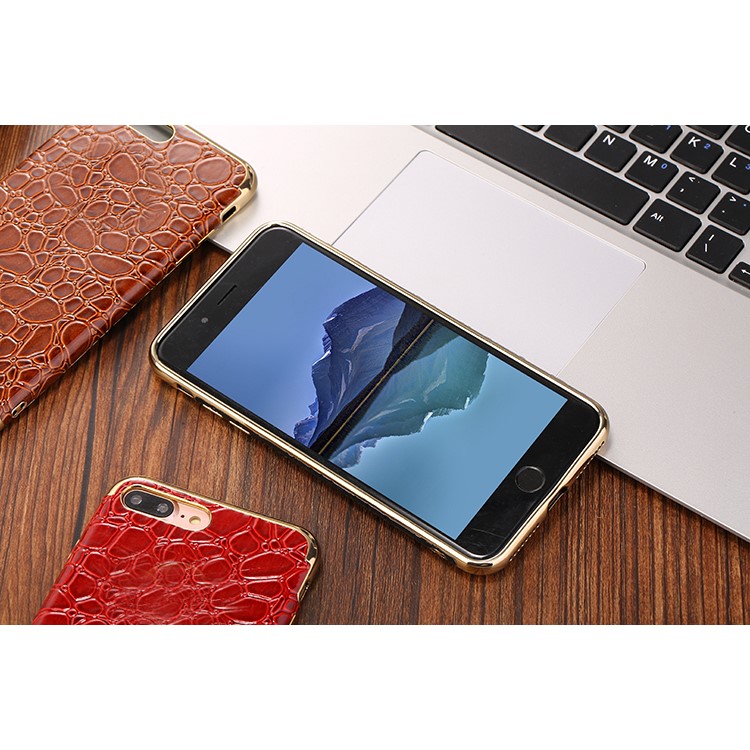 SULADA Crocodile Texture Plating SoftProtective TPU Mobile Phone Shell for iPhone 8 Plus / 7 Plus 5.5 inch - Brown-3