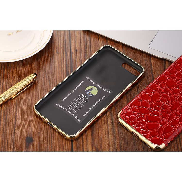 SULADA Crocodile Texture Plating SoftProtective TPU Mobile Phone Shell for iPhone 8 Plus / 7 Plus 5.5 inch - Brown-6