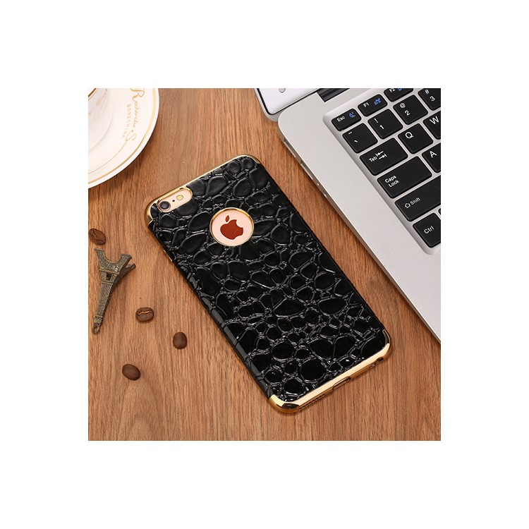 SULADA Crocodile Texture Leather Coated TPU Electroplated Back Case for iPhone 6s Plus / 6 Plus - Black-1