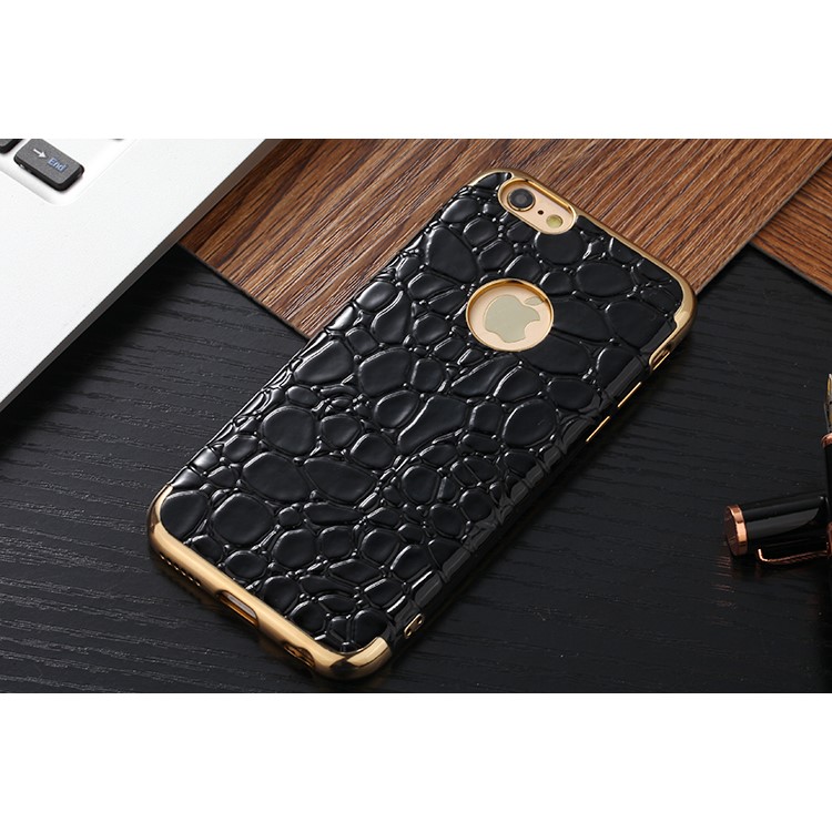 SULADA Crocodile Texture Leather Coated TPU Electroplated Back Case for iPhone 6s Plus / 6 Plus - Black-2