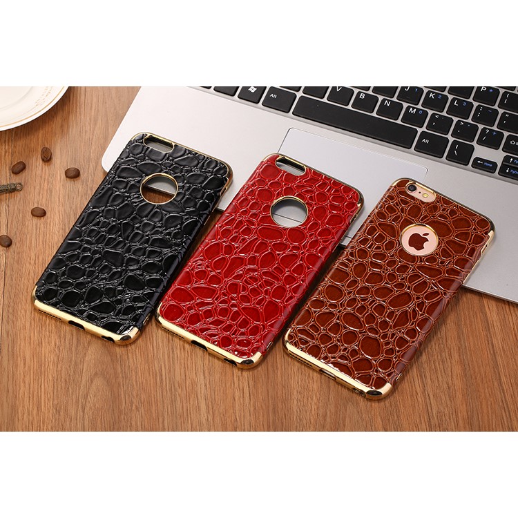 SULADA Crocodile Texture Leather Coated TPU Electroplated Back Case for iPhone 6s Plus / 6 Plus - Black-3