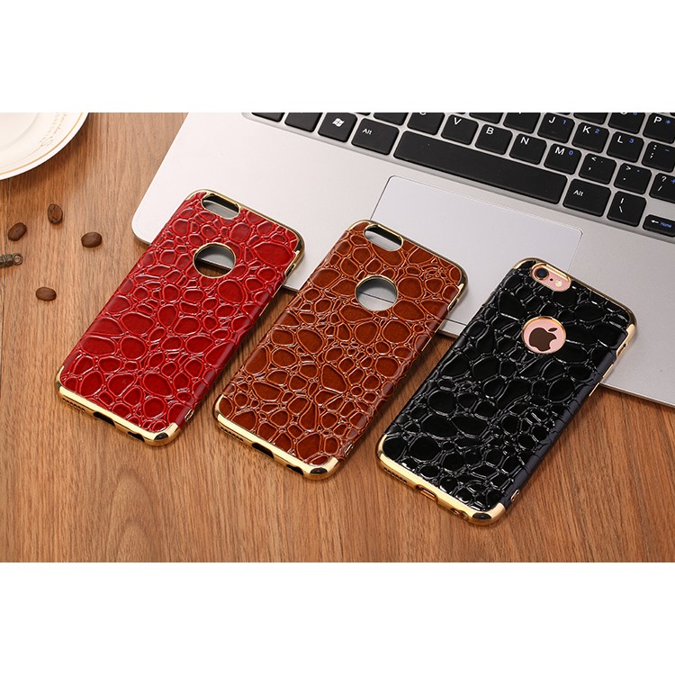 SULADA Crocodile Texture Leather Coated TPU Electroplated Back Case for iPhone 6s Plus / 6 Plus - Black-4