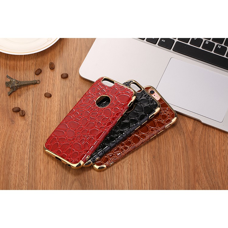 SULADA Crocodile Texture Leather Coated TPU Electroplated Back Case for iPhone 6s Plus / 6 Plus - Black-5
