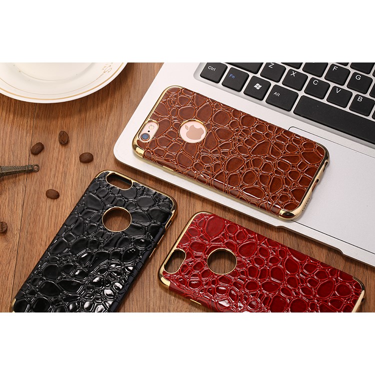 SULADA Crocodile Texture Leather Coated TPU Electroplated Back Case for iPhone 6s Plus / 6 Plus - Black-6