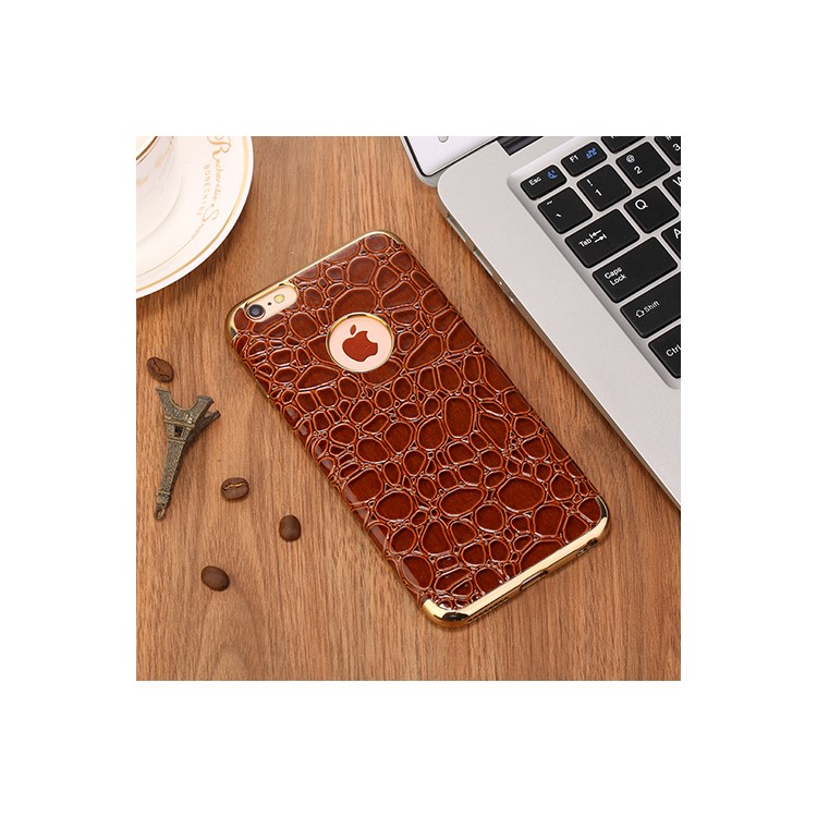 

SULADA Crocodile Texture Leather Coated TPU Electroplated Back Cover for iPhone 6s Plus / 6 Plus - Brown