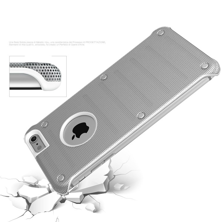 BOW Hollow Mesh Metal + PC Shell Case for iPhone 6s Plus / 6 Plus - Silver-1
