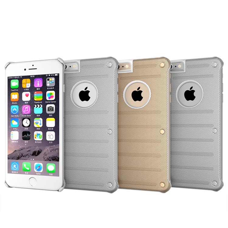 BOW Hollow Mesh Metal + PC Shell Case for iPhone 6s Plus / 6 Plus - Silver-13