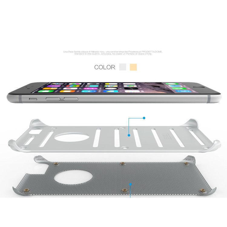 BOW Hollow Mesh Metal + PC Shell Case for iPhone 6s Plus / 6 Plus - Silver-5