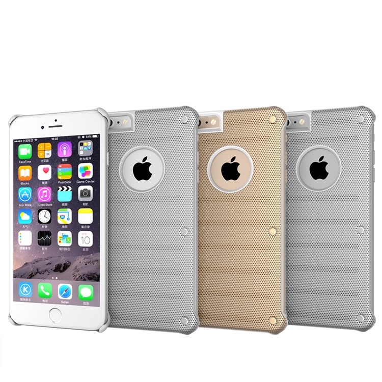 BOW Hollow Mesh Metal + PC Phone Case for iPhone 6s 6 - Silver-14
