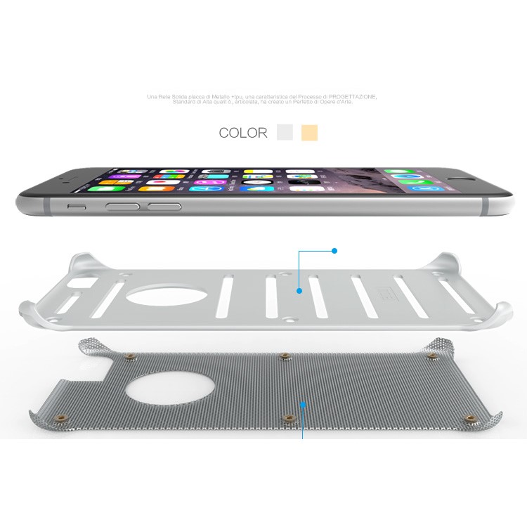 BOW Hollow Mesh Metal + PC Phone Case for iPhone 6s 6 - Silver-3