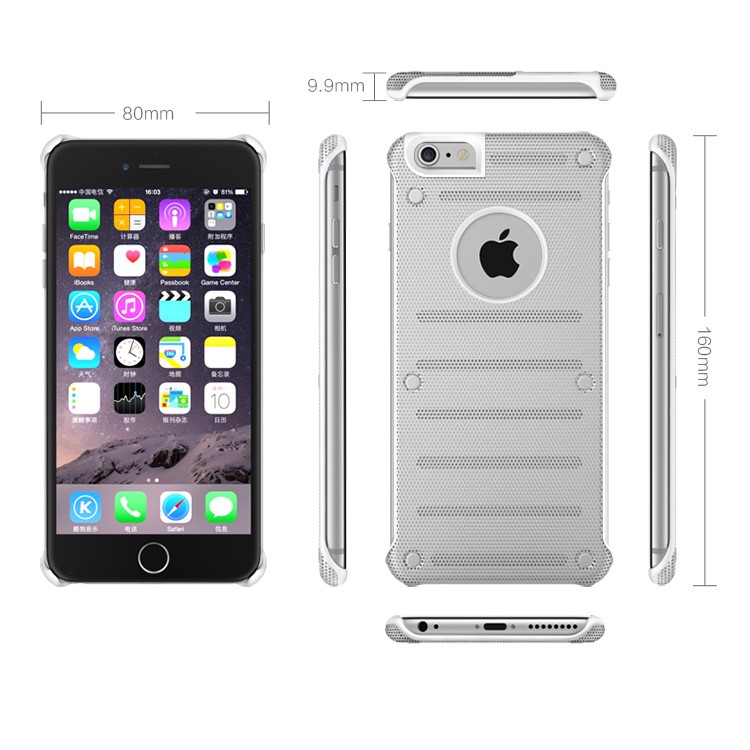 BOW Hollow Mesh Metal + PC Phone Case for iPhone 6s 6 - Silver-5