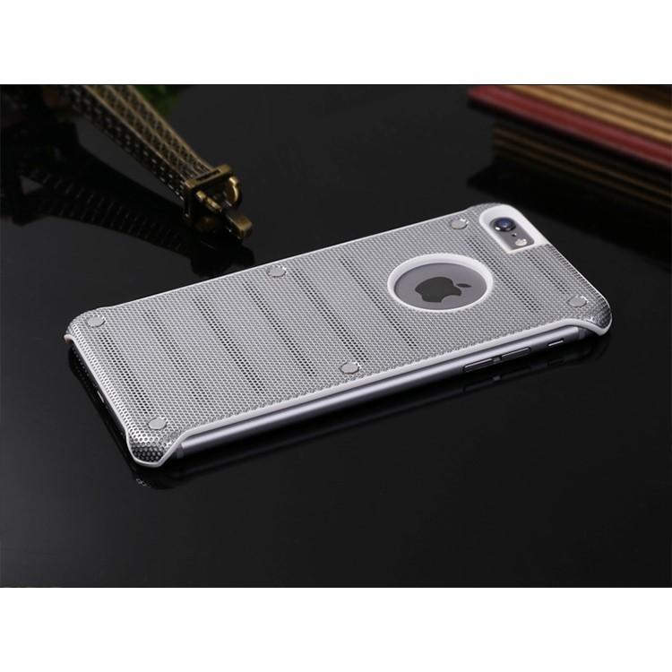 BOW Hollow Mesh Metal + PC Phone Case for iPhone 6s 6 - Silver-6