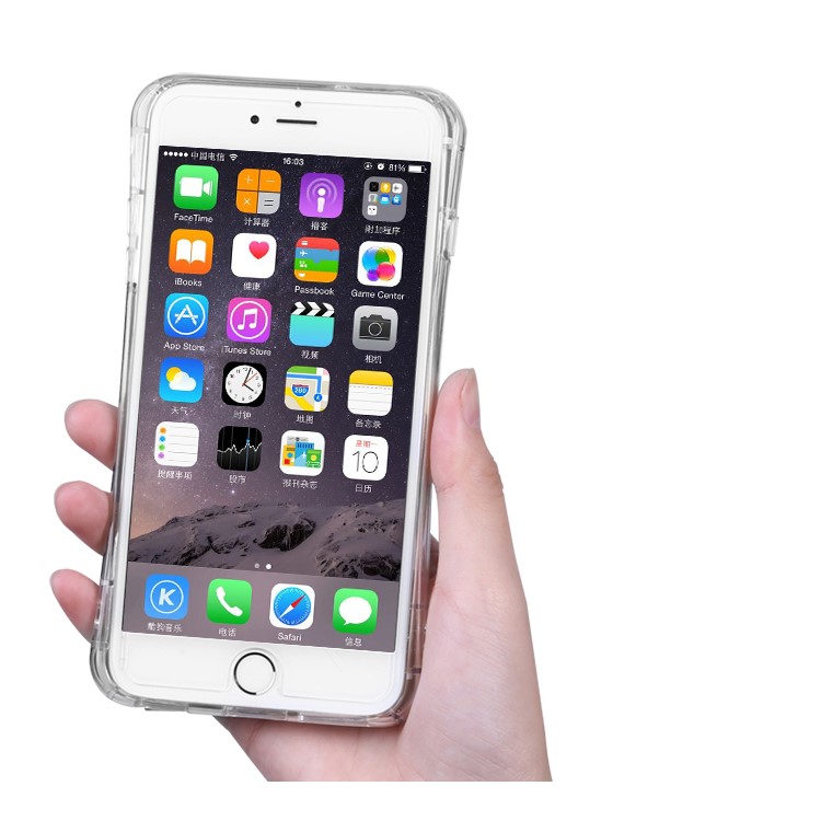 BOW Shock Absorption Clear Soft TPU Case with ABS Kickstand for iPhone 6s 6 - White-10