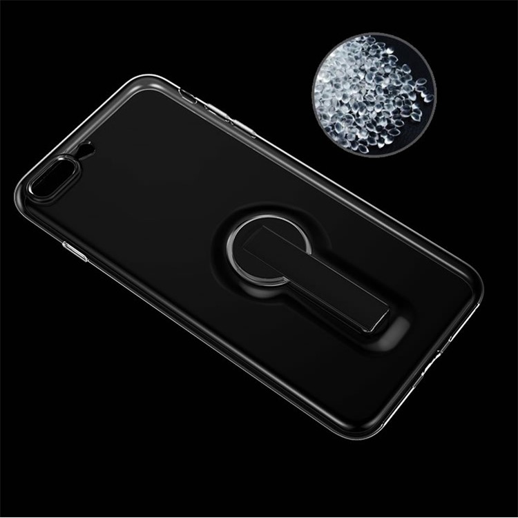 BOW Drop-proof Clear Soft TPU Case with ABS Kickstand for iPhone 7 - Black-5