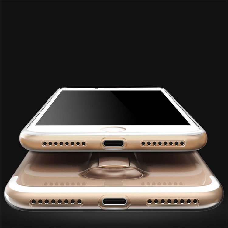 BOW Drop-proof Clear Soft TPU Phone Casing with ABS Kickstand for iPhone 7 - Gold-4