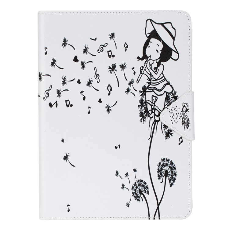 Pattern Printing Leather Wallet Stand Case for iPad Pro 9.7 inch - Girl Playing Flute-1