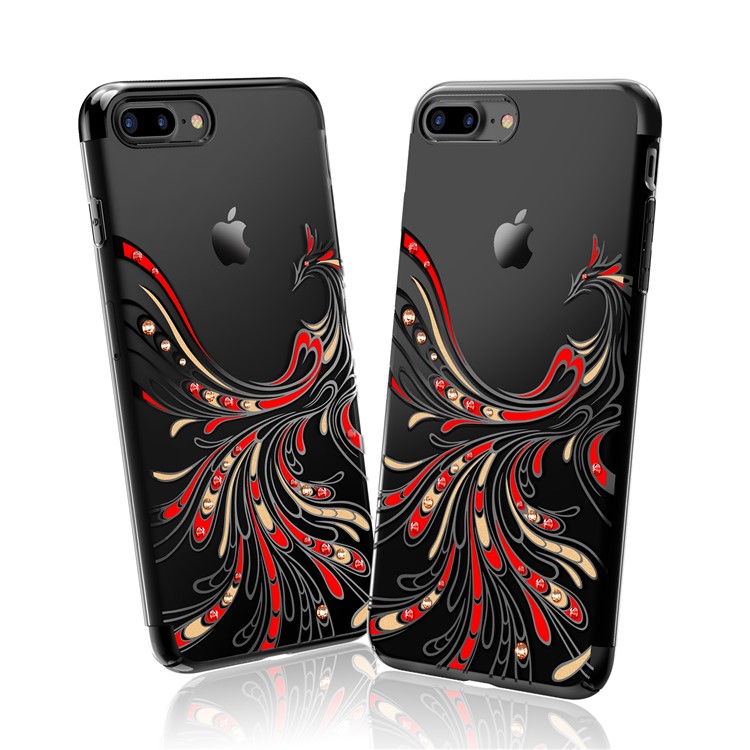 KAVARO Crystals Decor Plated Phoenix Pattern PC Phone Cover for iPhone 7 Plus - Black-1