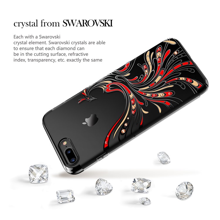 KAVARO Crystals Decor Plated Phoenix Pattern PC Phone Cover for iPhone 7 Plus - Black-2