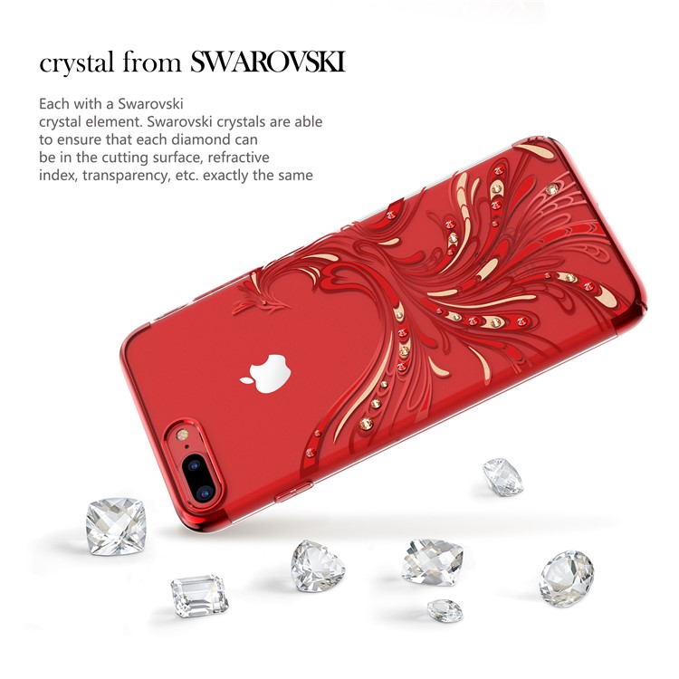 KAVARO for iPhone 8 Plus / 7 Plus Authorized Swarovski Diamonds Decor Plated Phoenix Pattern PC Mobile Shell - Red-2