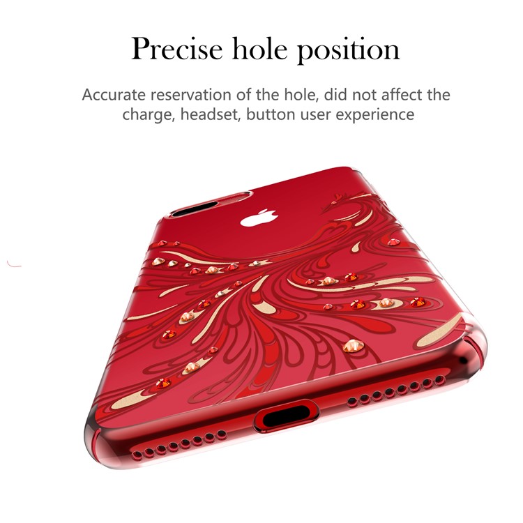 KAVARO for iPhone 8 Plus / 7 Plus Authorized Swarovski Diamonds Decor Plated Phoenix Pattern PC Mobile Shell - Red-5
