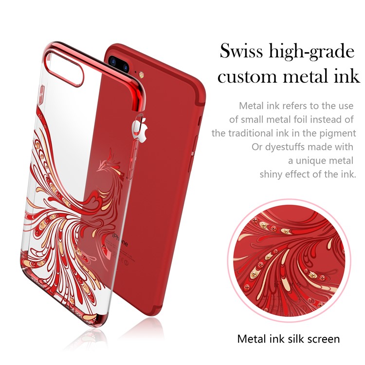KAVARO for iPhone 8 Plus / 7 Plus Authorized Swarovski Diamonds Decor Plated Phoenix Pattern PC Mobile Shell - Red-7