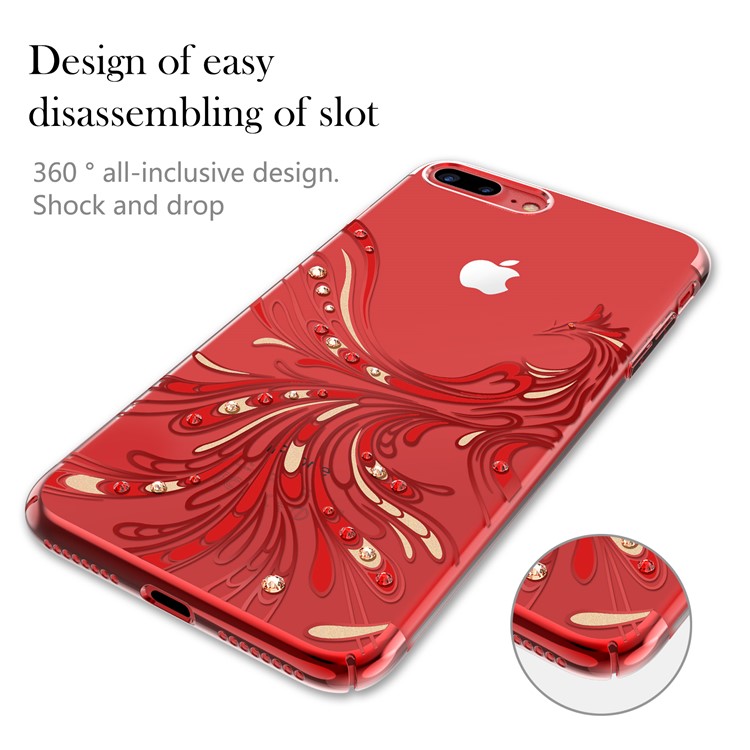 KAVARO for iPhone 8 Plus / 7 Plus Authorized Swarovski Diamonds Decor Plated Phoenix Pattern PC Mobile Shell - Red-8