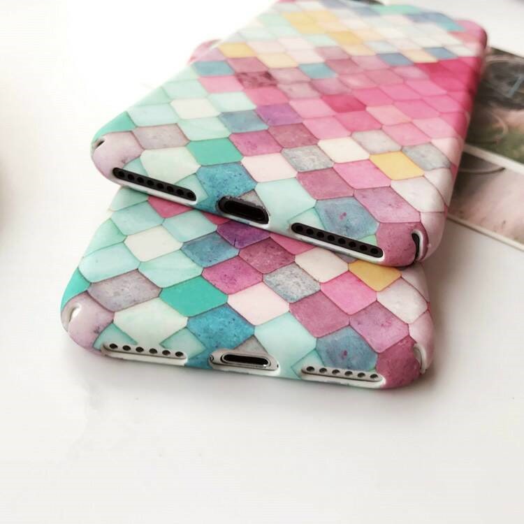 For iPhone 8 Plus / 7 Plus Matte Finish Embossed Multi-color Mermaid Scale Back Case-2
