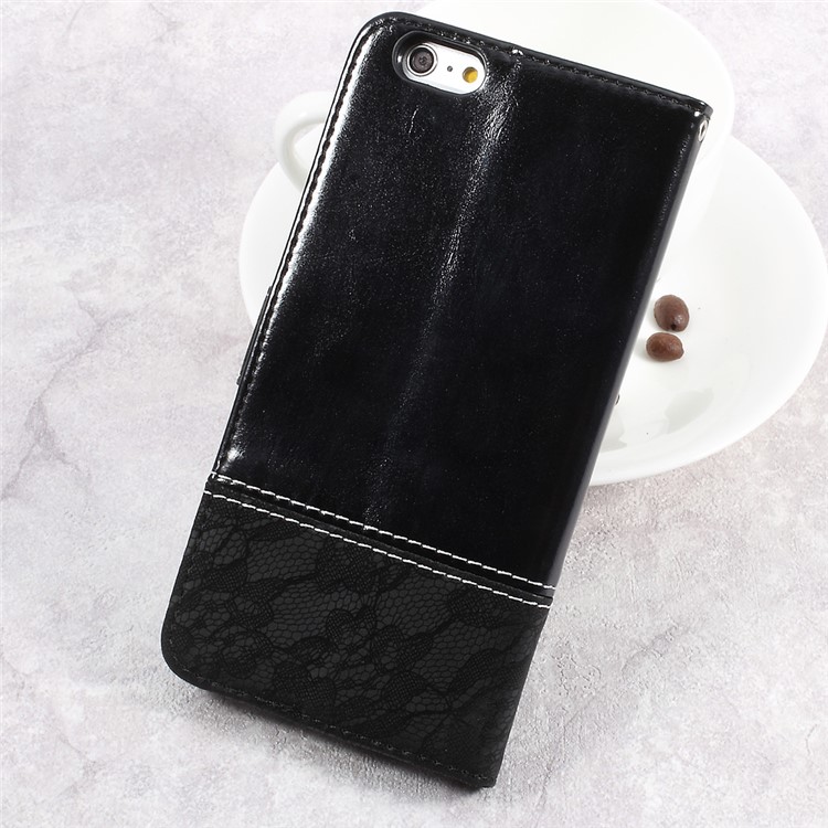 Dual-color Wallet Stand Leather Cell Phone Case for iPhone 6s Plus / 6 Plus - Black / Grey-2