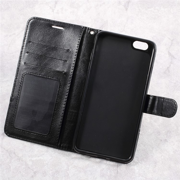 Dual-color Wallet Stand Leather Cell Phone Case for iPhone 6s Plus / 6 Plus - Black / Grey-6