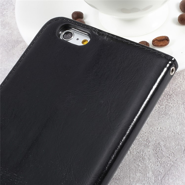Dual-color Wallet Stand Leather Cell Phone Case for iPhone 6s Plus / 6 Plus - Black / Grey-8