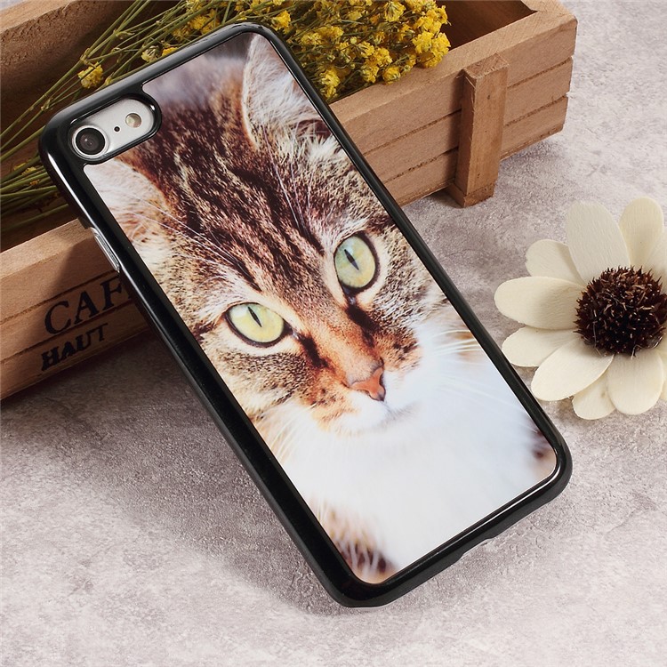 

2D Heat Transfer Printing Aluminum Sheet Skin PC Cellphone Case for iPhone 6s / 6 - Big Eyes Brown Cat
