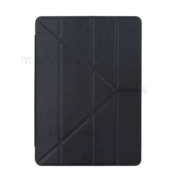 Silk Texture Origami Stand Leather Smart Case for iPad 9.7-inch (2017) - Black-1