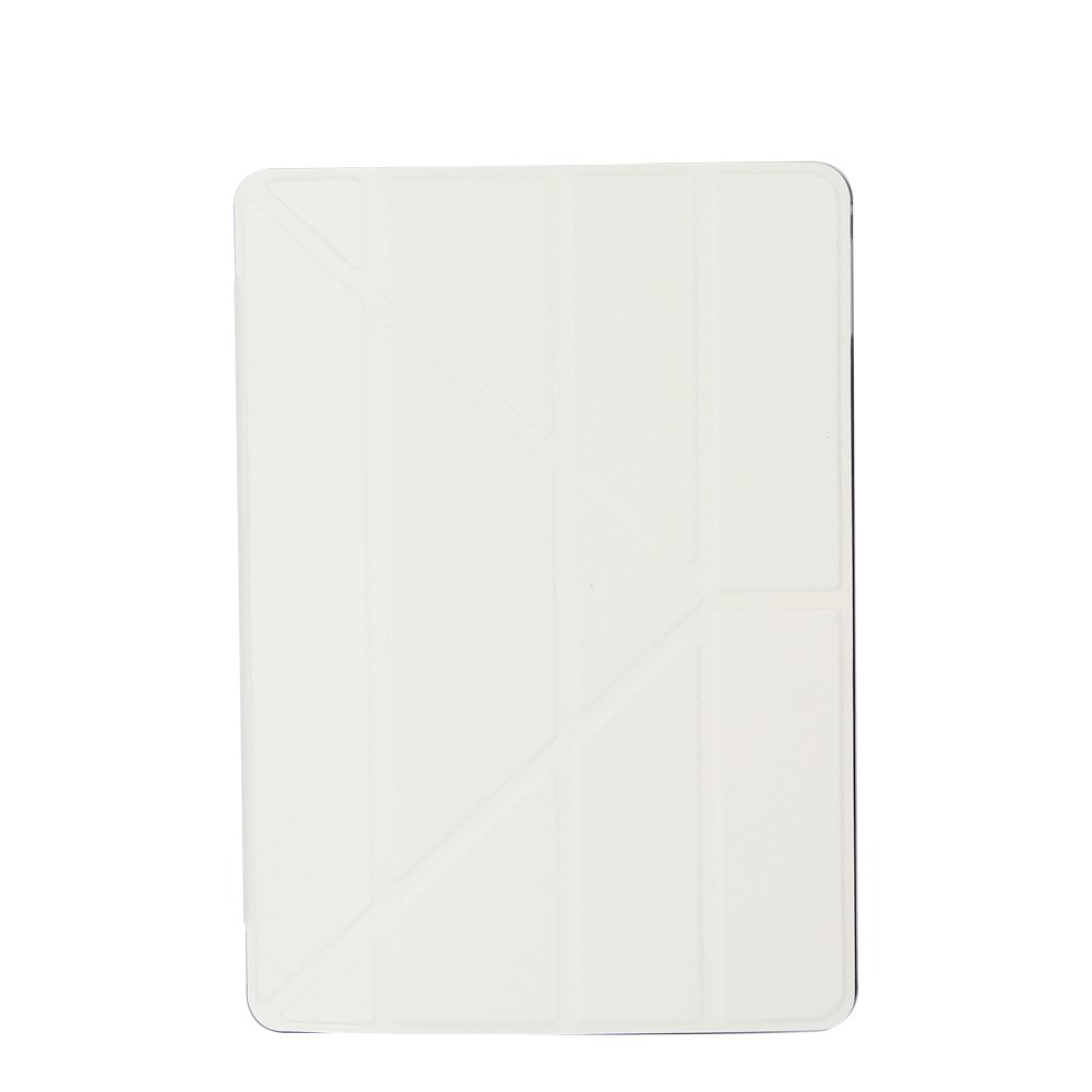 Silk Texture Origami Stand Smart Leather Tablet Cover for iPad 9.7 (2018) / 9.7 (2017) - White-1