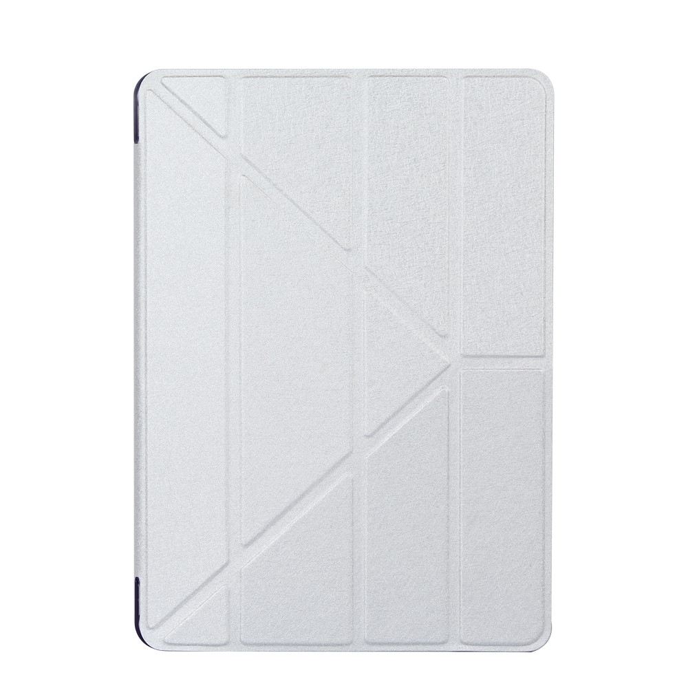 Per iPad 9.7-pollice(2017) Seta di Origami Origami Stile Smart Leather Sleep Case- Argento-1
