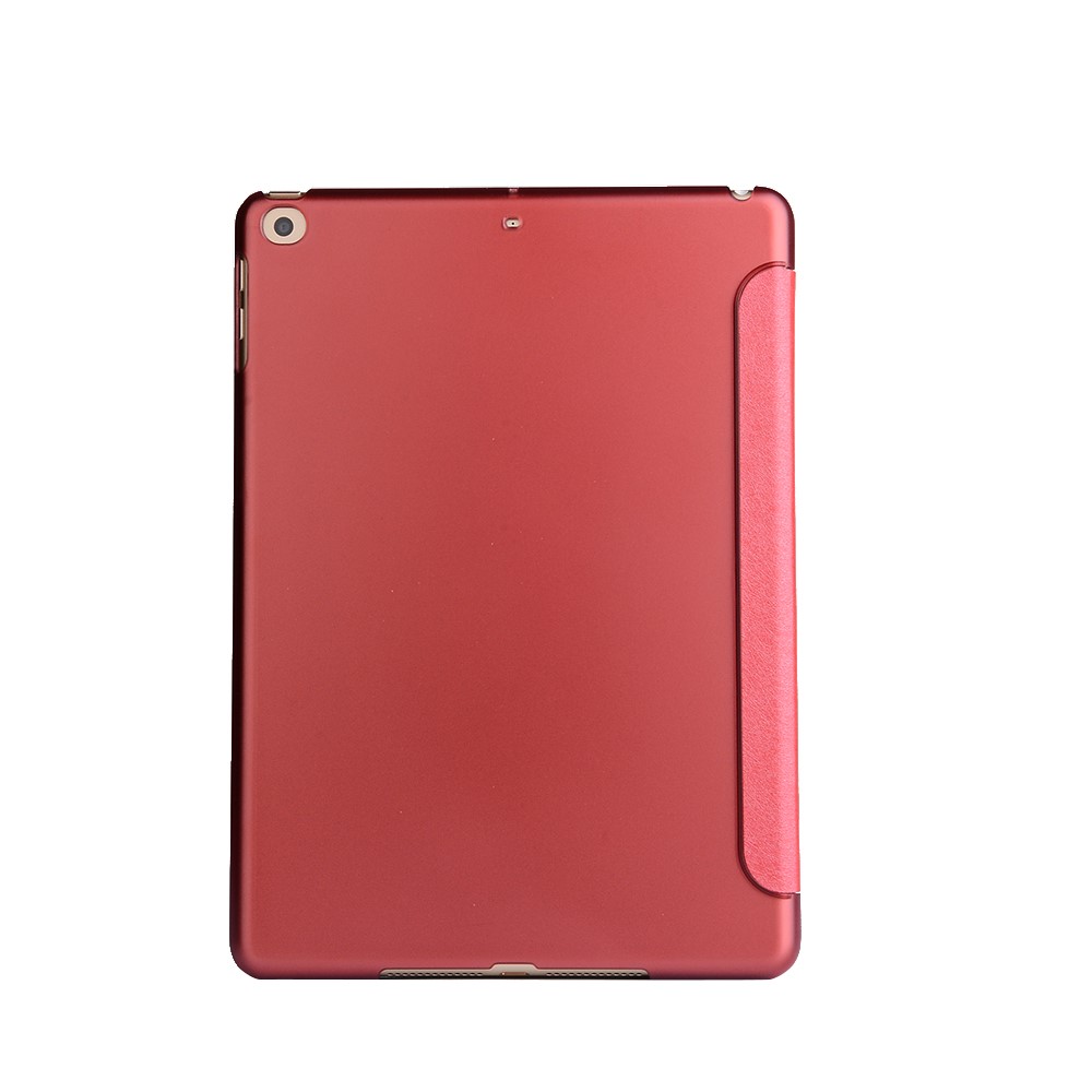 Silk Texture Origami Stand intelligente Sleep Shell cuoio per iPad 9.7-pollice(2017) - Rosso-2