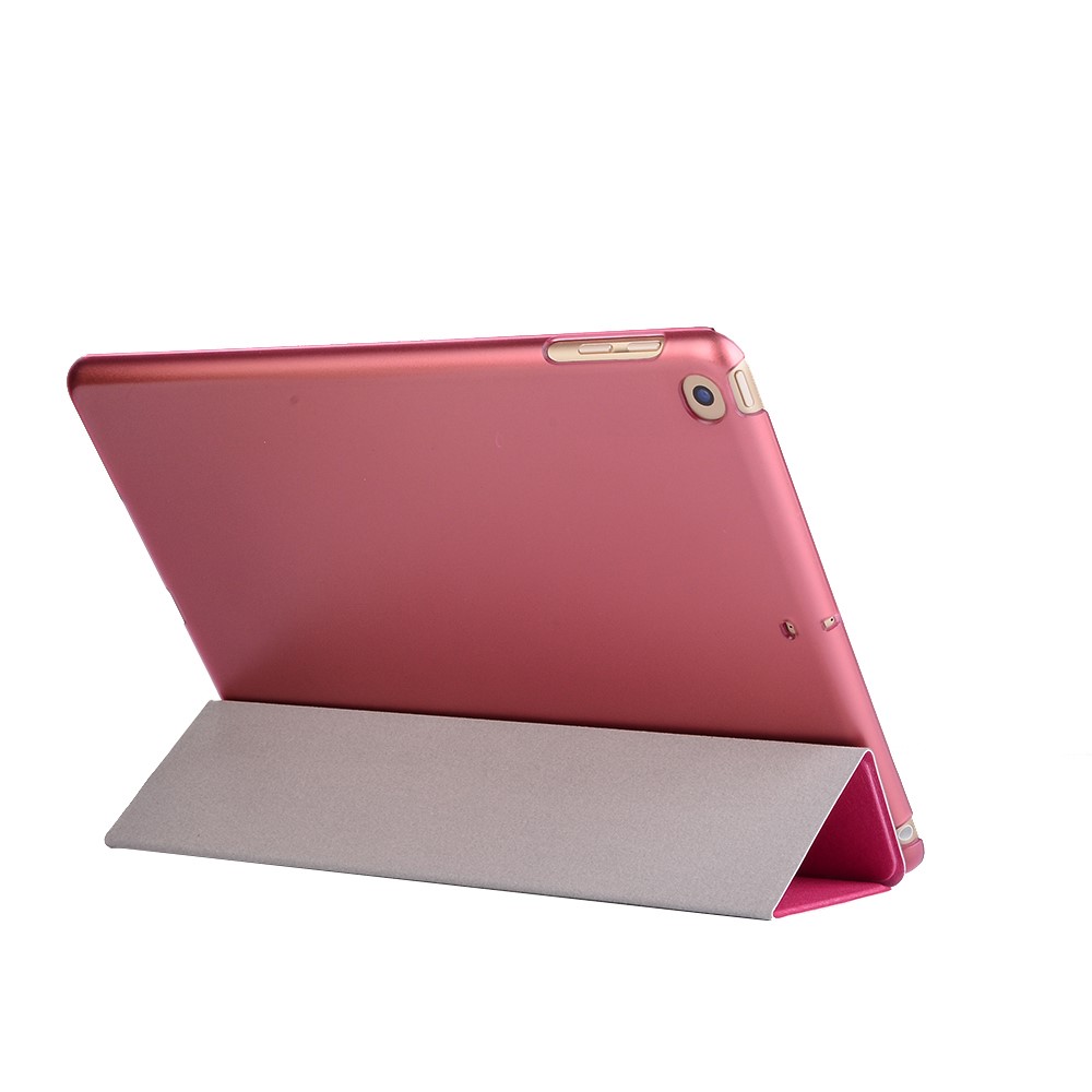 For iPad 9.7 (2018) / 9.7 (2017) Silk Texture Origami Stand Leather Case Smart Cover - Rose-6