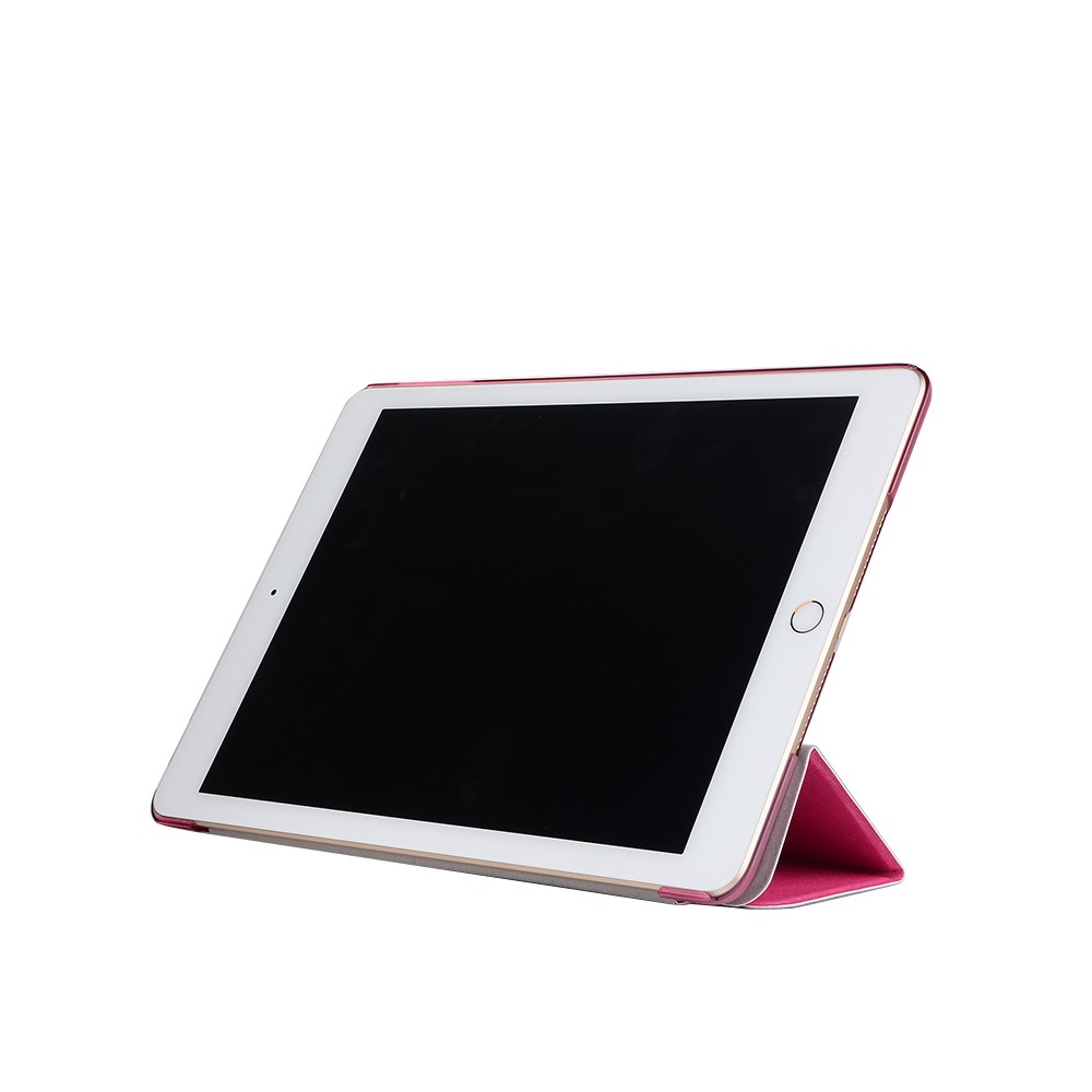 For iPad 9.7 (2018) / 9.7 (2017) Silk Texture Origami Stand Leather Case Smart Cover - Rose-7