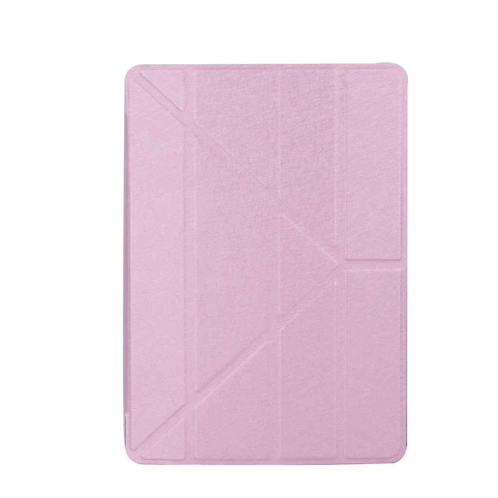 Silk Texture Origami Stand Awakening Leather Smart Case for iPad 9.7 (2018) / 9.7 (2017) - Pink-1
