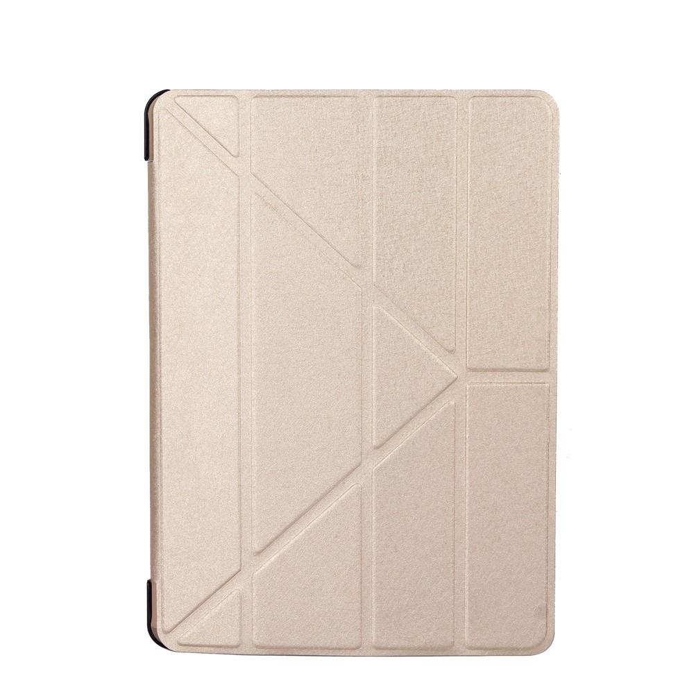 Silk Texture Origami Stand Smart Leather Protector Case for iPad 9.7 (2018) / 9.7 (2017) - Gold
