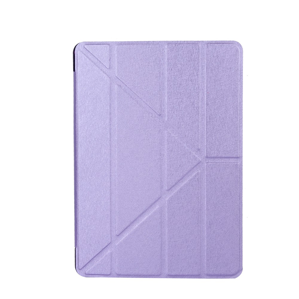 Caso di cuoio astuto della copertura di sonno di Origami di struttura della seta per iPad 9.7-pollice(2017) - Viola-1