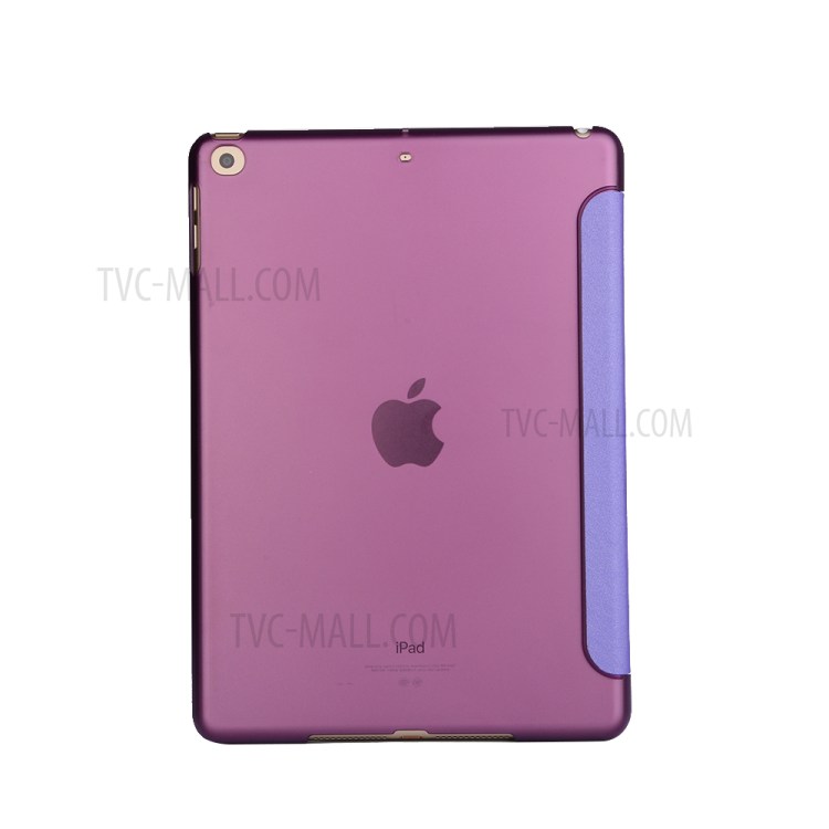 Silk Texture Origami Stand Smart Leather Sleep Cover Case for iPad 9.7-inch (2017) - Purple-2