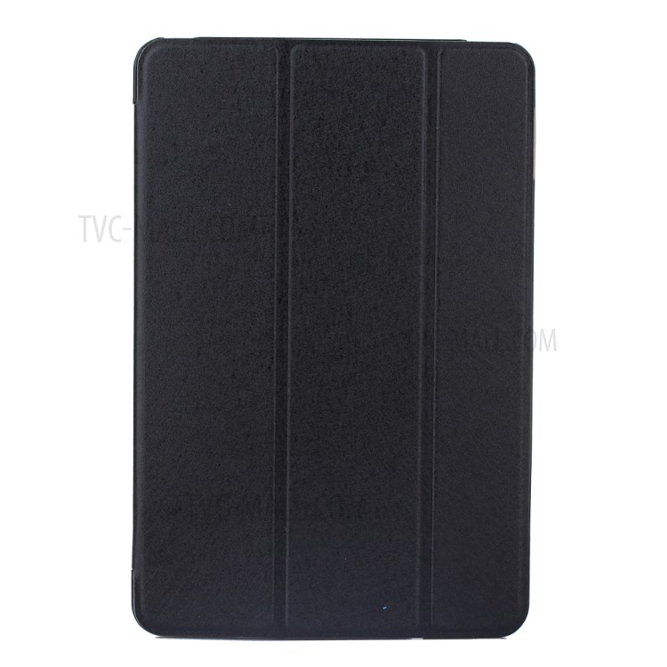 Silk Texture Tri-fold Stand Smart Awakening Leather Case for iPad 9.7-inch (2017) - Black-1