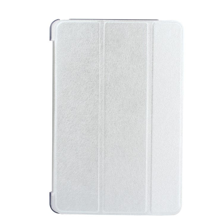 Pour iPad 9.7 pouces (2017) Tri-fold Smart Leather Stand Case Cover Silk Texture - Argent-1