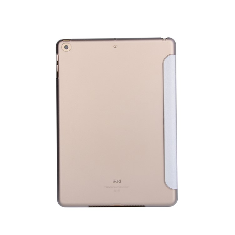 Pour iPad 9.7 pouces (2017) Tri-fold Smart Leather Stand Case Cover Silk Texture - Argent-2