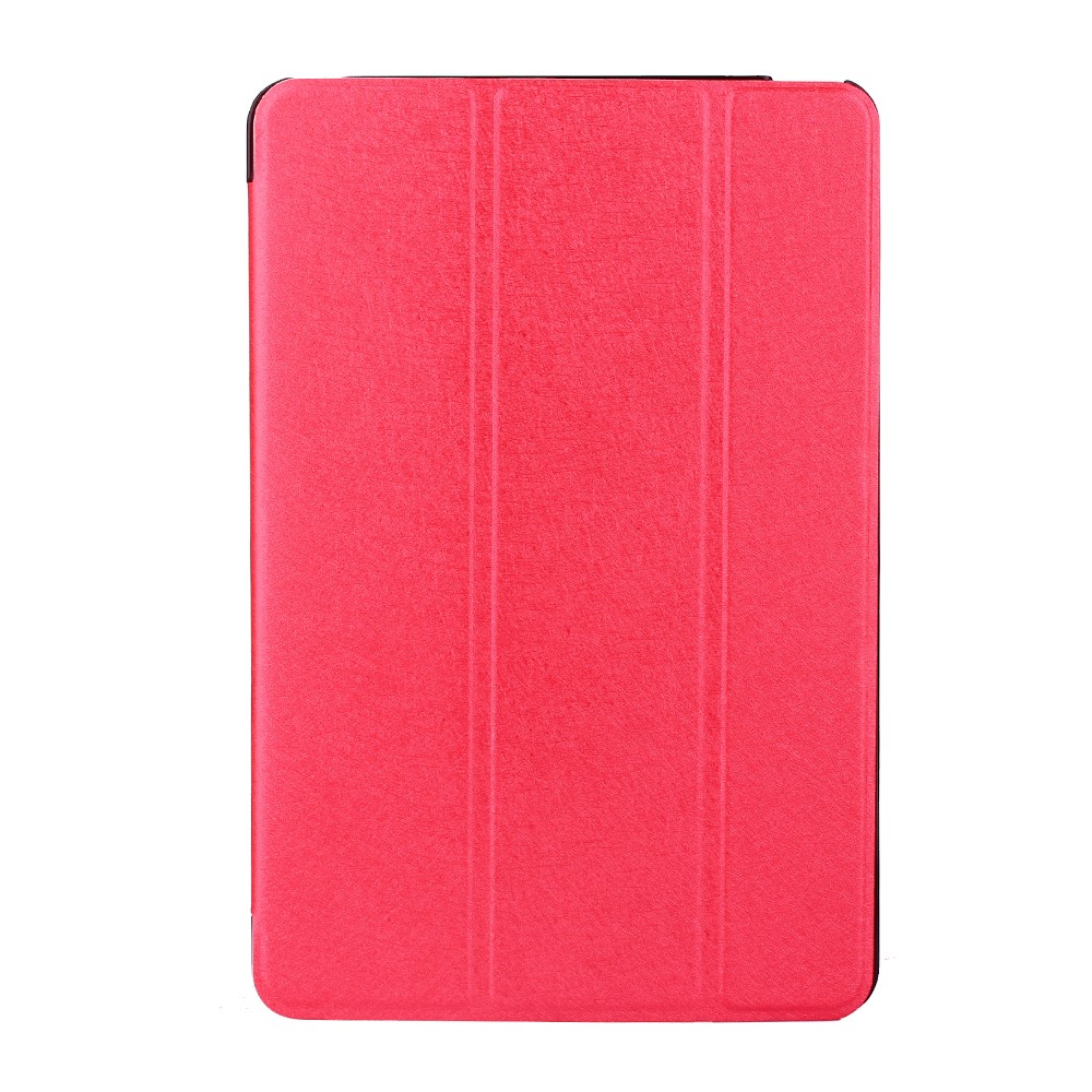 Housse élégante en cuir Tri-fold en soie avec support pour iPad 9.7 pouces (2017) - Rouge-1