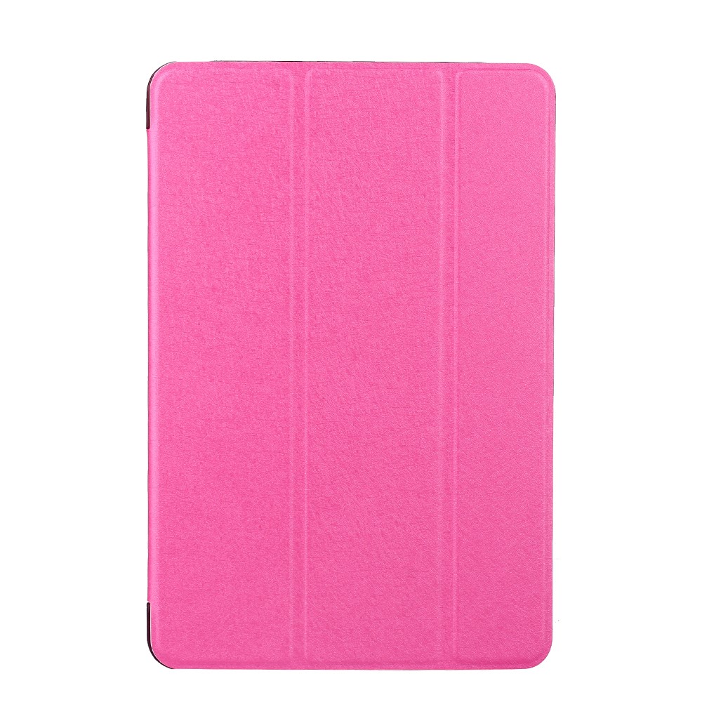 Silk Texture Tri-fold Stand Housse en cuir pour ordinateur portable pour iPad 9.7 pouces (2017) - Rose-1